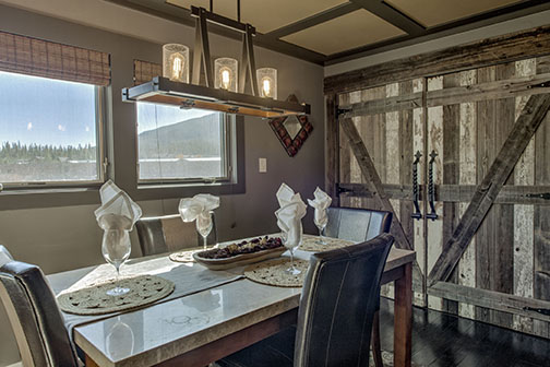 Dining room with mountain views