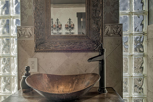 Bathroom with vessel sink
