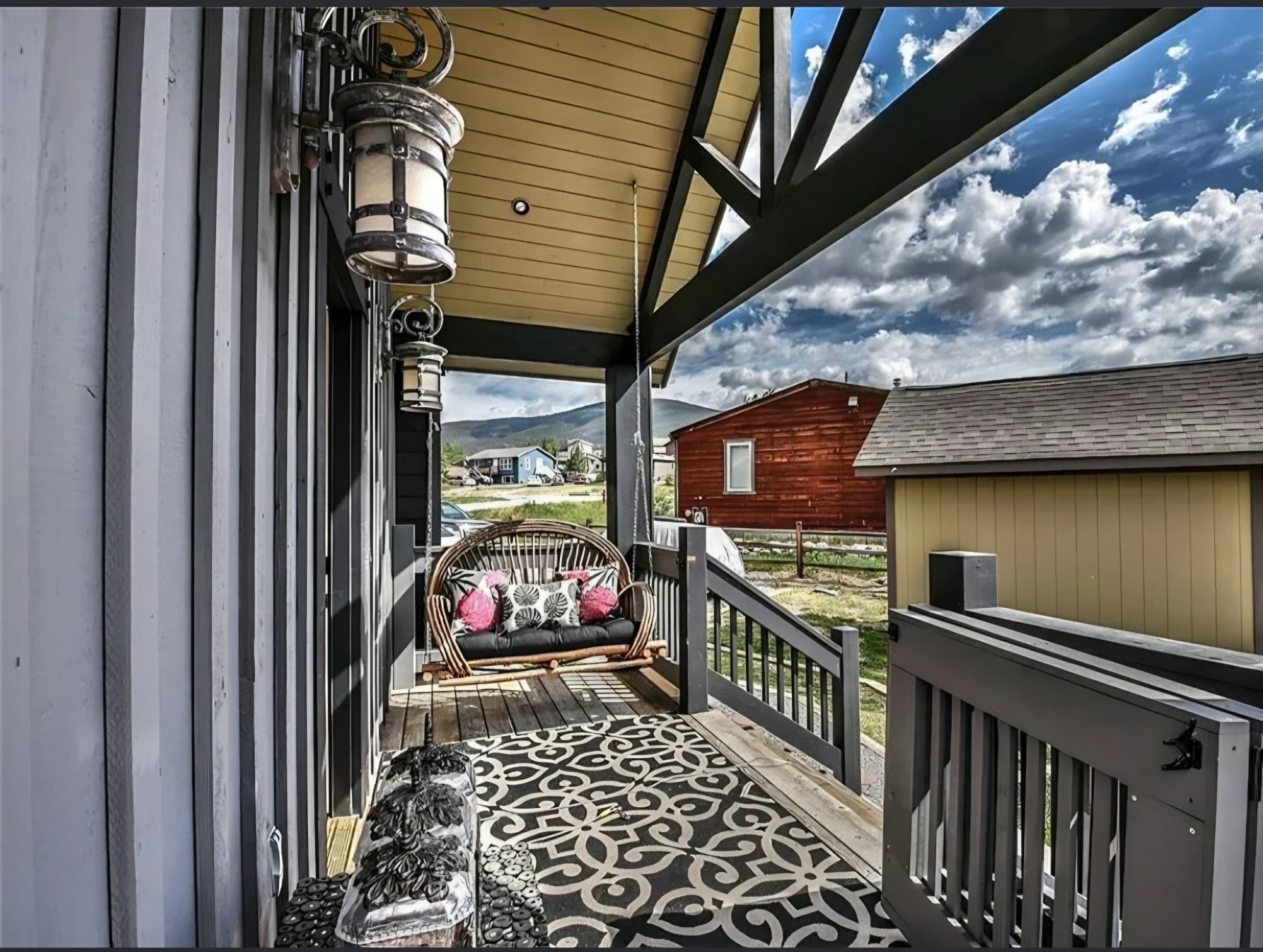 Front porch with hanging swing